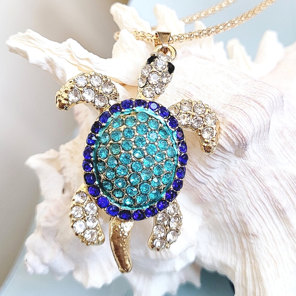 Sea Turtle Paved with Crystals NWT